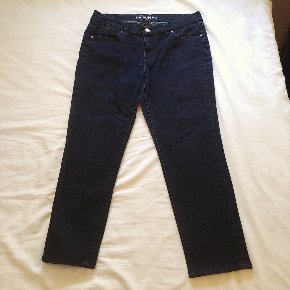 Darkwash Skinny Jeans Cropped Low Rise 8